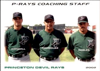 2002 Grandstand Princeton Devil Rays #30 Coaching Staff (Brad Woodall / Edwin Rodriguez / Jorge Robles) Front