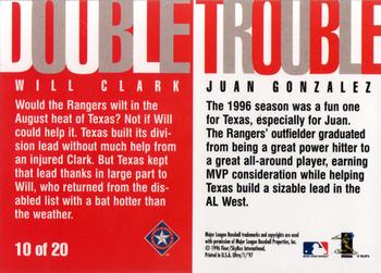 1997 Ultra - Double Trouble #10 Juan Gonzalez / Will Clark Back