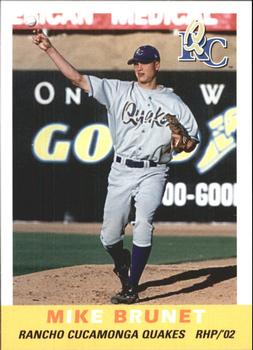 2002 Grandstand Rancho Cucamonga Quakes #NNO Mike Brunet Front
