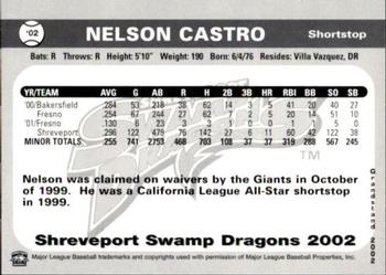 2002 Grandstand Shreveport Swamp Dragons #NNO Nelson Castro Back