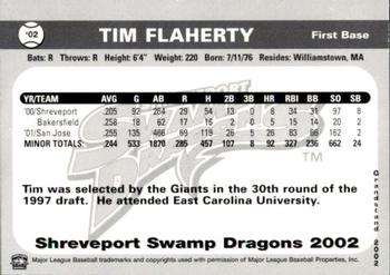 2002 Grandstand Shreveport Swamp Dragons #NNO Tim Flaherty Back