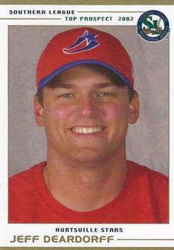2002 Grandstand Southern League Top Prospects #NNO Jeff Deardorff Front