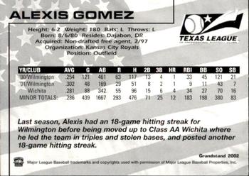 2002 Grandstand Texas League Top Prospects #NNO Alexis Gomez Back