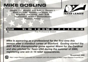 2002 Grandstand Texas League Top Prospects #NNO Mike Gosling Back