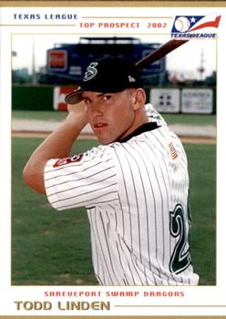2002 Grandstand Texas League Top Prospects #NNO Todd Linden Front