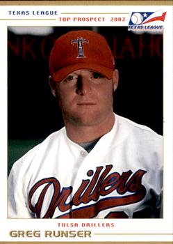 2002 Grandstand Texas League Top Prospects #NNO Greg Runser Front