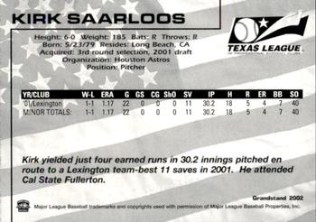 2002 Grandstand Texas League Top Prospects #NNO Kirk Saarloos Back