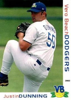 2002 Grandstand Vero Beach Dodgers #NNO Justin Dunning Front