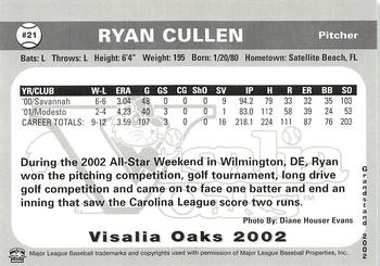 2002 Grandstand Visalia Oaks #NNO Ryan Cullen Back