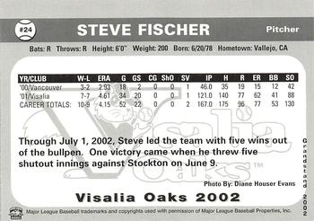 2002 Grandstand Visalia Oaks #NNO Steve Fischer Back