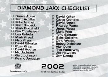 2002 Grandstand West Tenn Diamond Jaxx #1 Team CL Back