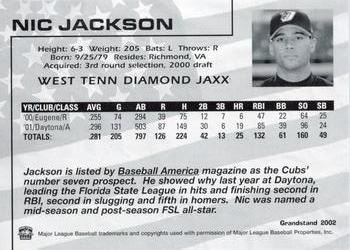 2002 Grandstand West Tenn Diamond Jaxx #14 Nic Jackson Back