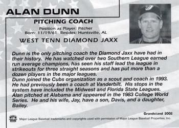 2002 Grandstand West Tenn Diamond Jaxx #27 Alan Dunn Back