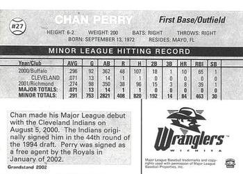 2002 Grandstand Wichita Wranglers #27 Chan Perry Back