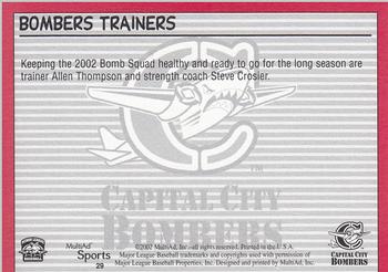 2002 MultiAd Capital City Bombers #29 Allen Thompson / Steve Crosier Back