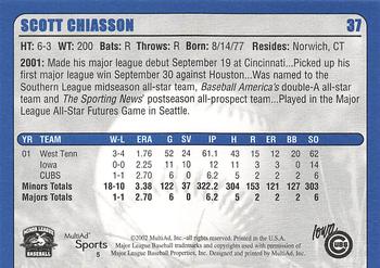 2002 MultiAd Iowa Cubs #5 Scott Chiasson Back