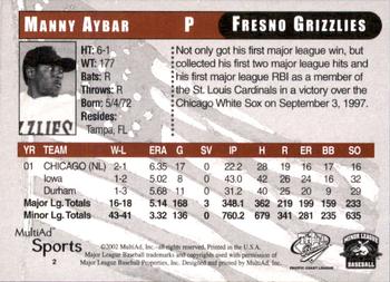 2002 MultiAd Pacific Coast League All-Stars #2 Manny Aybar Back