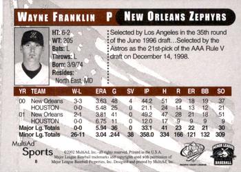 2002 MultiAd Pacific Coast League All-Stars #8 Wayne Franklin Back