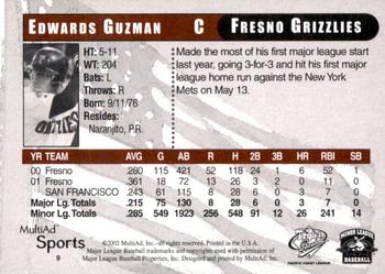 2002 MultiAd Pacific Coast League All-Stars #9 Edwards Guzman Back