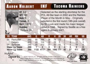 2002 MultiAd Pacific Coast League All-Stars #11 Aaron Holbert Back