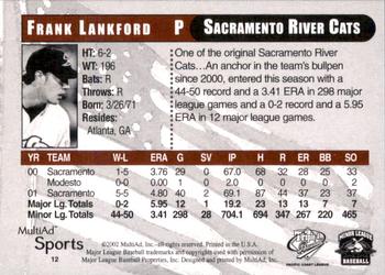 2002 MultiAd Pacific Coast League All-Stars #12 Frank Lankford Back