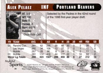 2002 MultiAd Pacific Coast League All-Stars #20 Alex Pelaez Back