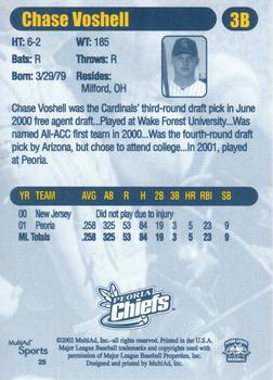 2002 MultiAd Peoria Chiefs #25 Chase Voshell Back