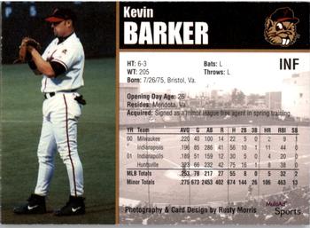 2002 MultiAd Portland Beavers #NNO Kevin Barker Back