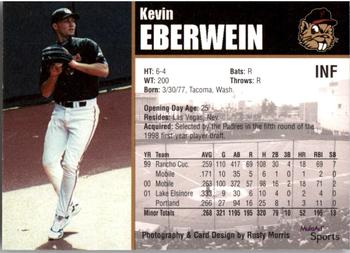 2002 MultiAd Portland Beavers #NNO Kevin Eberwein Back