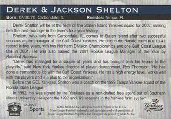 2002 MultiAd Staten Island Yankees #2 Derek & Jackson Shelton Back