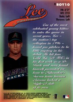 1997 Bowman Chrome - 1998 Rookie of the Year Favorites Refractor #ROY10 Travis Lee Back