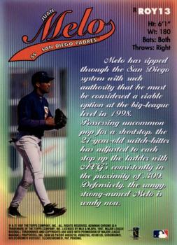 1997 Bowman Chrome - 1998 Rookie of the Year Favorites Refractor #ROY13 Juan Melo Back