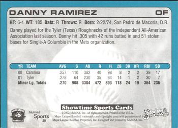 2002 MultiAd Tucson Sidewinders #20 Danny Ramirez Back