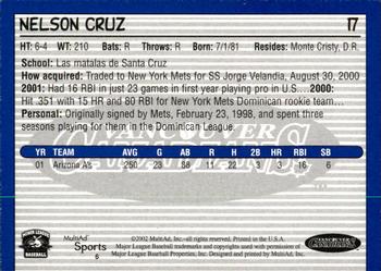 2002 MultiAd Vancouver Canadians #6 Nelson Cruz Back