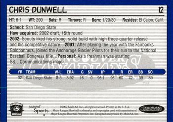 2002 MultiAd Vancouver Canadians #8 Chris Dunwell Back