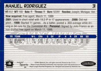 2002 MultiAd Vancouver Canadians #24 Manuel Rodriguez Back