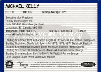 2002 MultiAd Vancouver Canadians #38 Michael Kelly Back