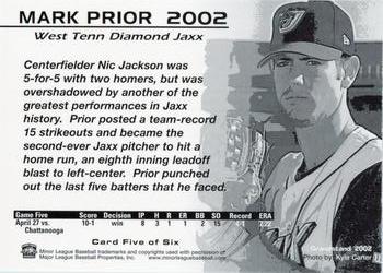 2002 Grandstand West Tenn Diamond Jaxx Mark Prior #5 Mark Prior Back