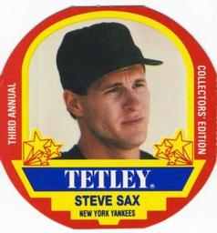 1990 Tetley Tea Discs #19 Steve Sax Front