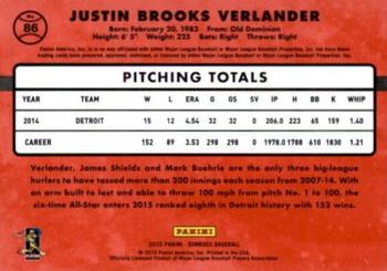 2015 Donruss - Stat Line Career #86 Justin Verlander Back