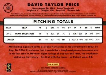 2015 Donruss - Stat Line Career #90 David Price Back