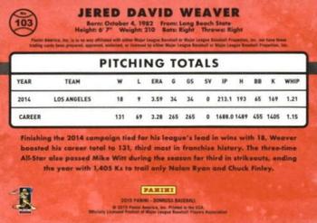 2015 Donruss - Stat Line Career #103 Jered Weaver Back
