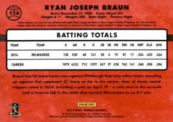 2015 Donruss - Stat Line Career #114 Ryan Braun Back