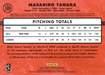 2015 Donruss - Stat Line Career #129 Masahiro Tanaka Back