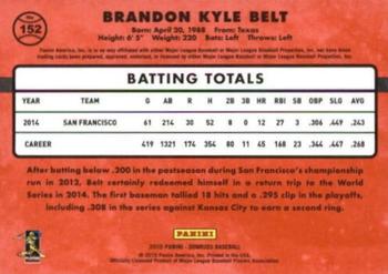 2015 Donruss - Stat Line Career #152 Brandon Belt Back