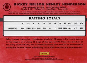 2015 Donruss - Stat Line Career #181 Rickey Henderson Back