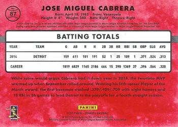 2015 Donruss - Press Proofs Gold #87 Miguel Cabrera Back
