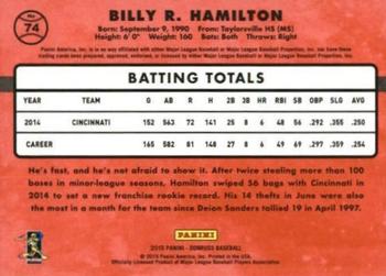 2015 Donruss - Press Proofs Gold #74 Billy Hamilton Back