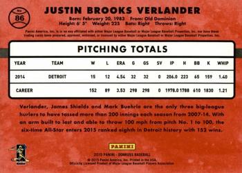 2015 Donruss - Press Proofs Gold #86 Justin Verlander Back