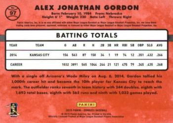 2015 Donruss - Press Proofs Gold #97 Alex Gordon Back